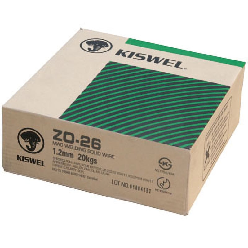 ZO-26 軟鋼用ソリッドワイヤー 1箱(20kg) キスウェル(旧:高麗溶接棒 