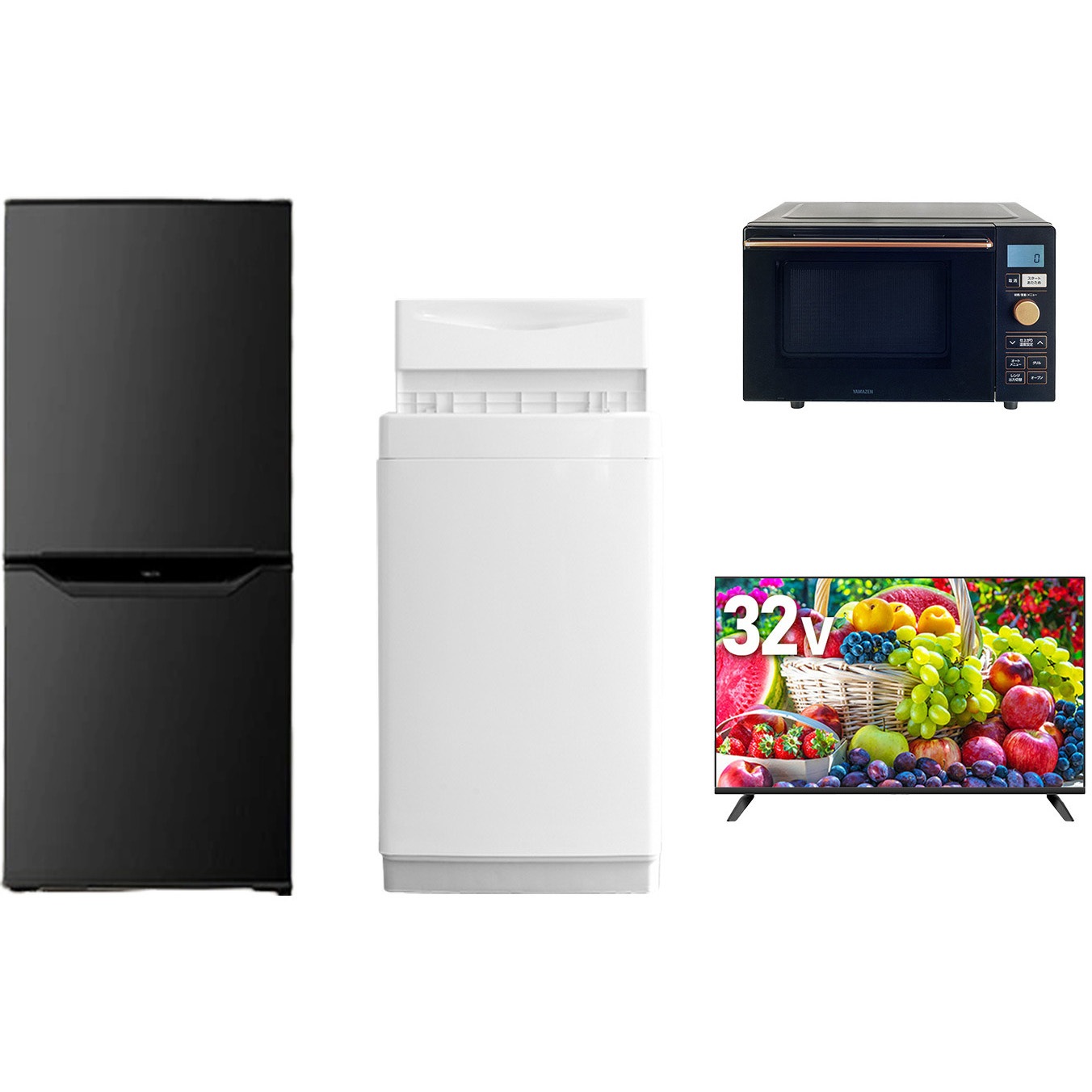 106L6/32TV4テンBK4 【家電セット】4点セット (6kg洗濯機 106L冷蔵庫 