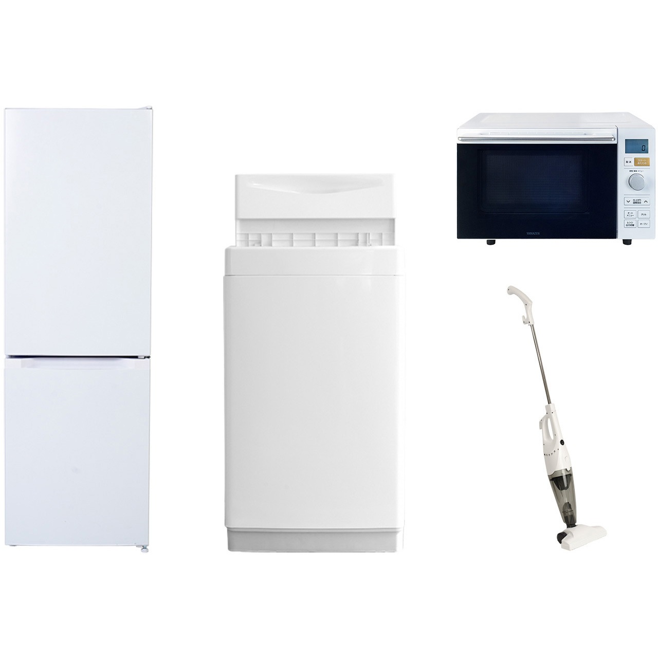 106L6LC32TVZSW7テンWH4 【家電セット】4点セット (6kg洗濯機 157L冷蔵庫 オーブンレンジ スティッククリーナー) YAMAZEN(山善) ホワイト色