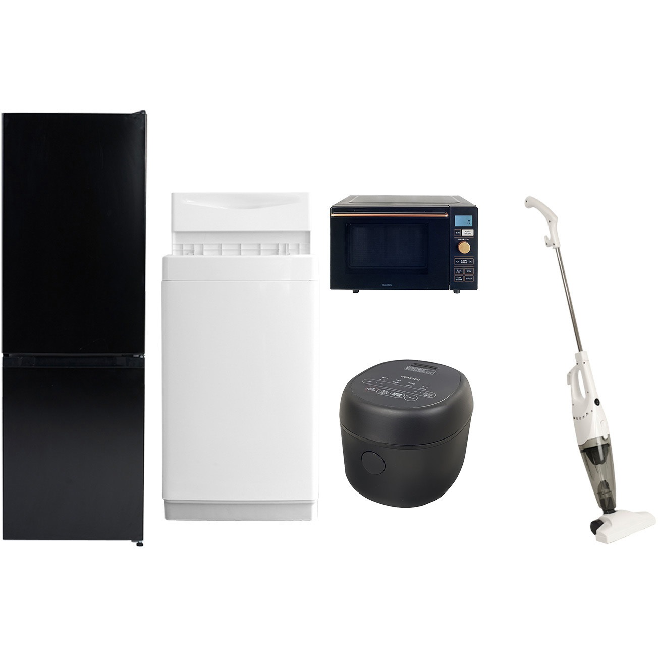 106L6DMDKZCW7テンBK4 【家電セット】5点セット (6kg洗濯機 157L冷蔵庫 オーブンレンジ 炊飯器 スティッククリーナー) 1セット YAMAZEN(山善) 【通販モノタロウ】