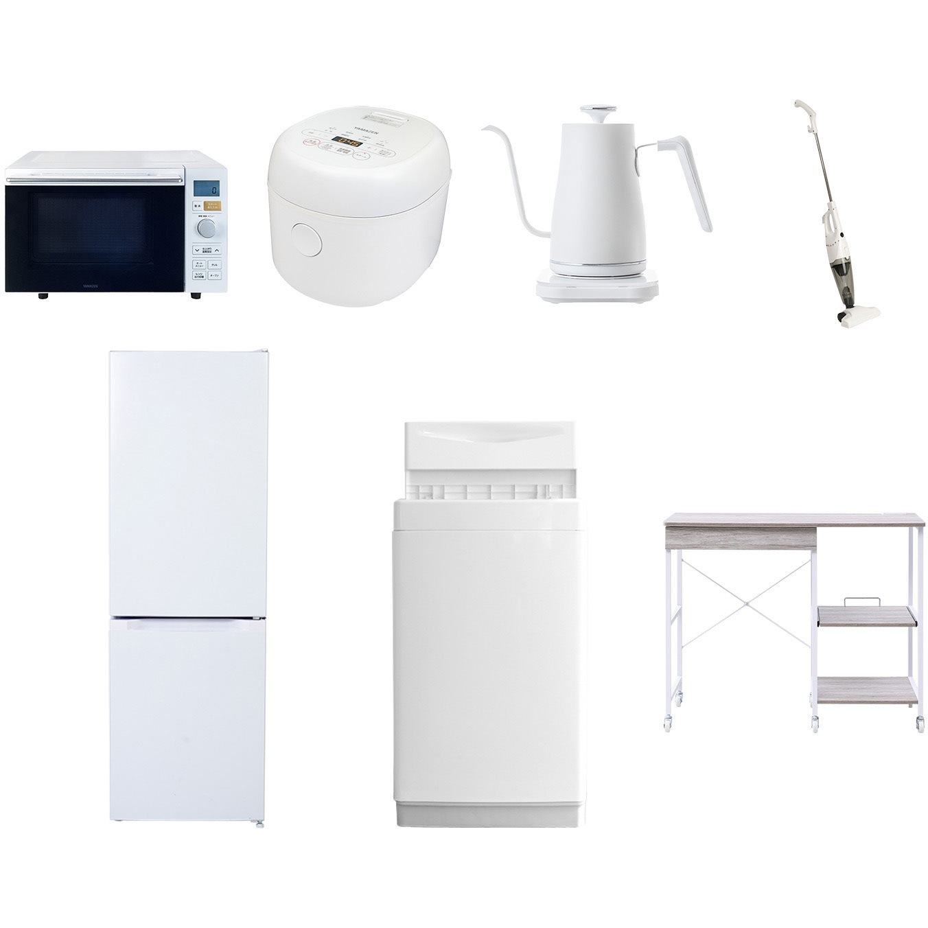 173LDDKZCワイド7テンWH4 【家電セット】7点セット (6kg洗濯機 157L冷蔵庫 オーブンレンジ 炊飯器 温調ケトル スティッククリーナー レンジラック) 1セット YAMAZEN(山善) 【通販モノタロウ】 71,390円
