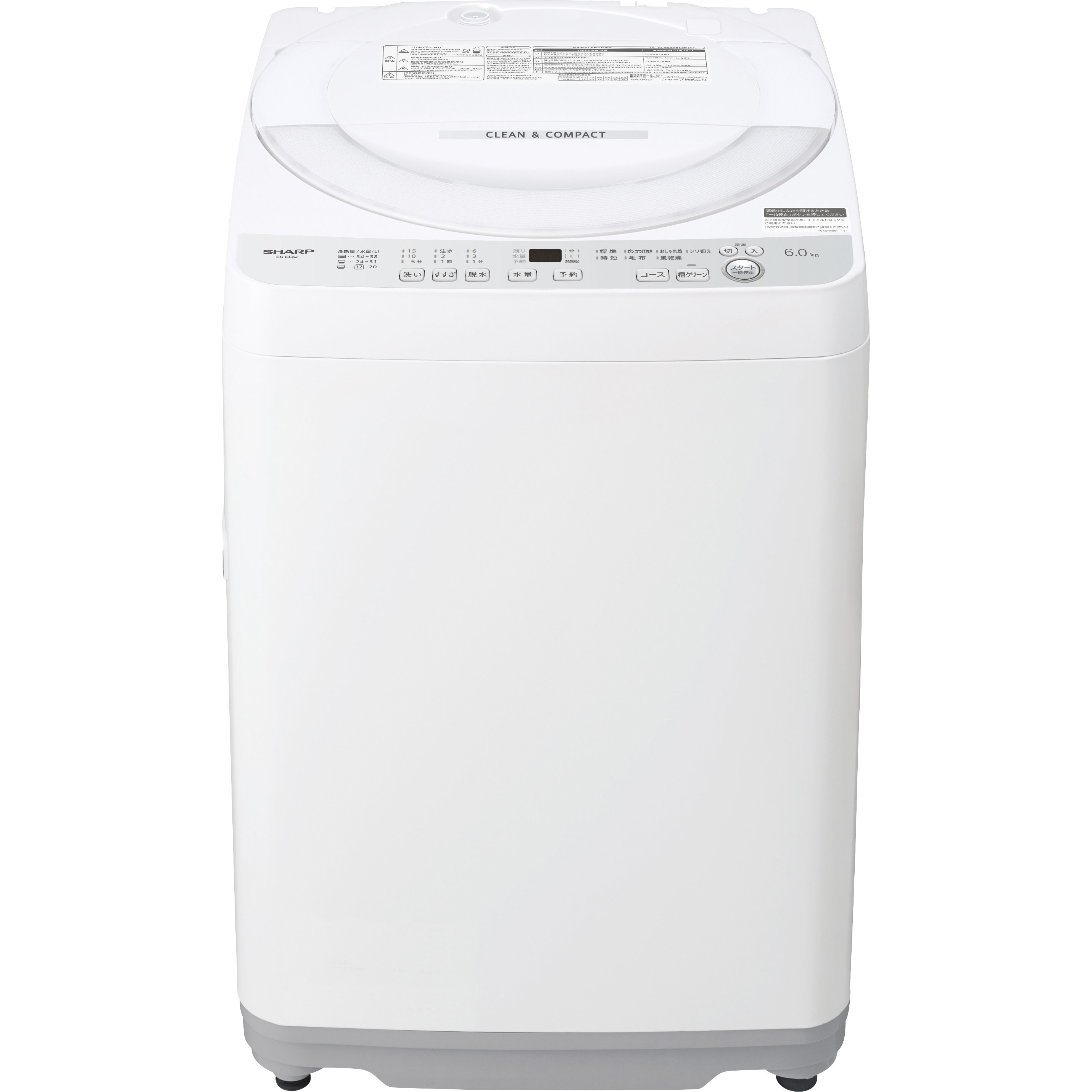 ES-GE6J-S 清潔&節水穴無し槽 全自動洗濯機 シャープ 縦型 洗濯/脱水