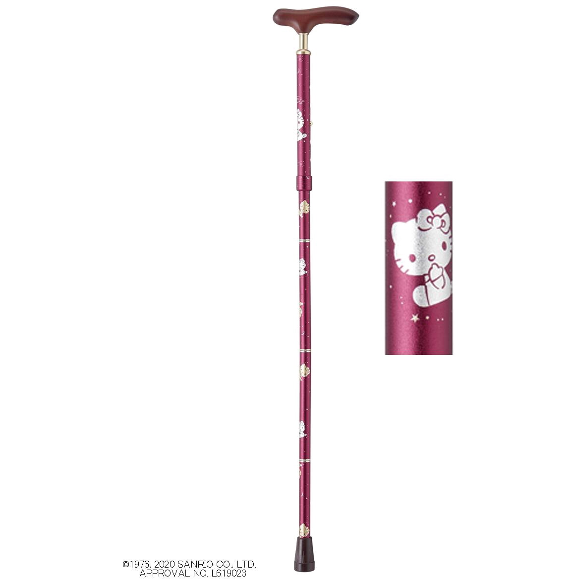 010102 夢ライフステッキ スリムネック(ハローキティ) ウェルファン ワイン色