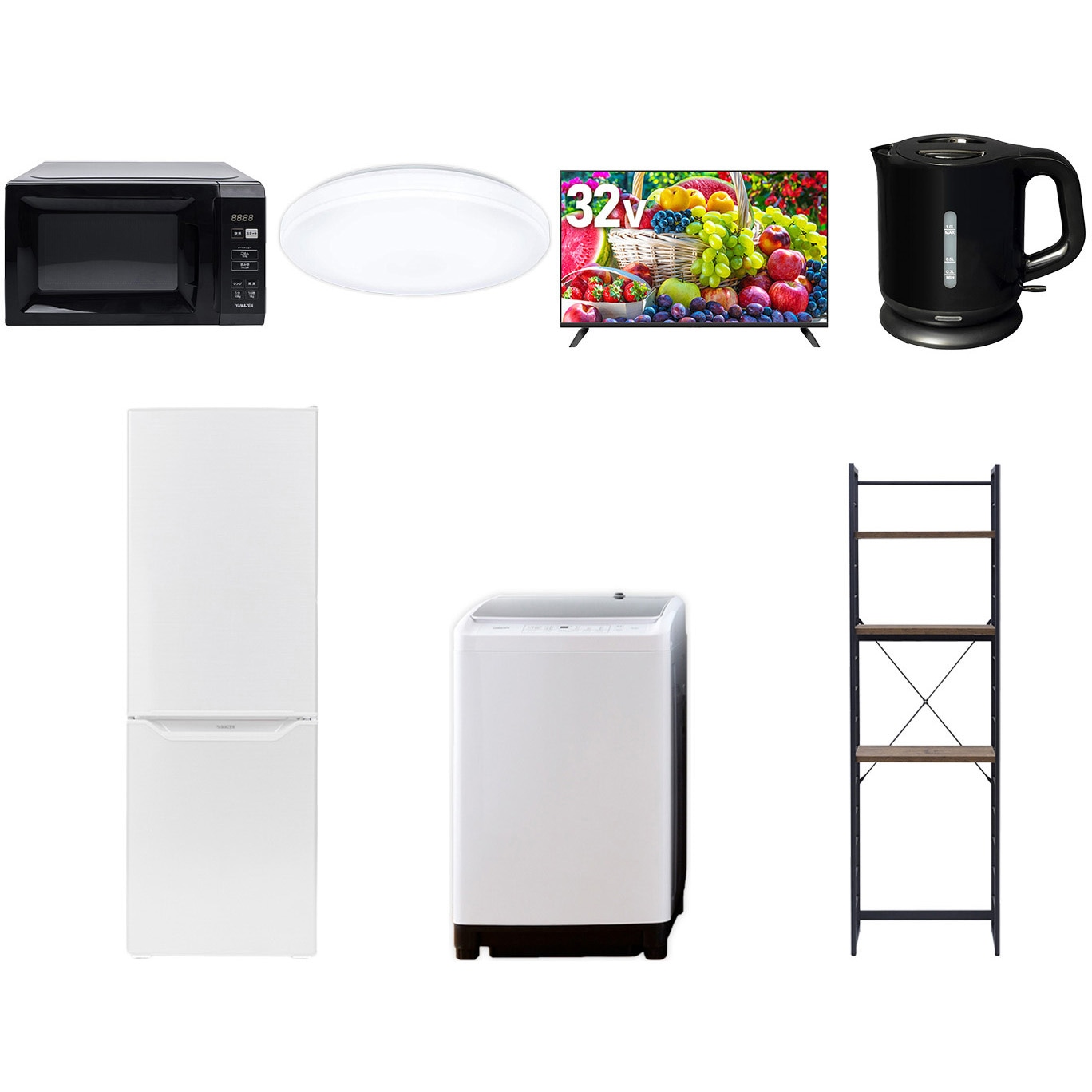 157L6LC32TVDKZCW8テンBK2 【家電セット】7点セット (8kg洗濯機 173L 