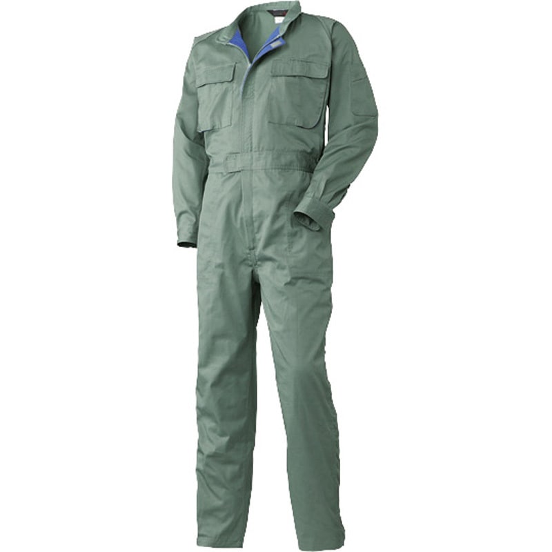 353530 3535-30 綿混 ツナギ服 アタックベース 長袖つなぎ 混率(%):ポリエステル65・綿35 モスグリーン色 着丈53cm