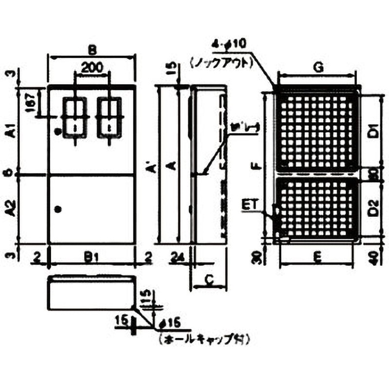 CHHK02BK HK形引込計器盤キャビネット屋内屋外兼用・水切防水形 CHHK02BK HK形引込計器盤キャビネット屋内屋外兼用・水切防水形