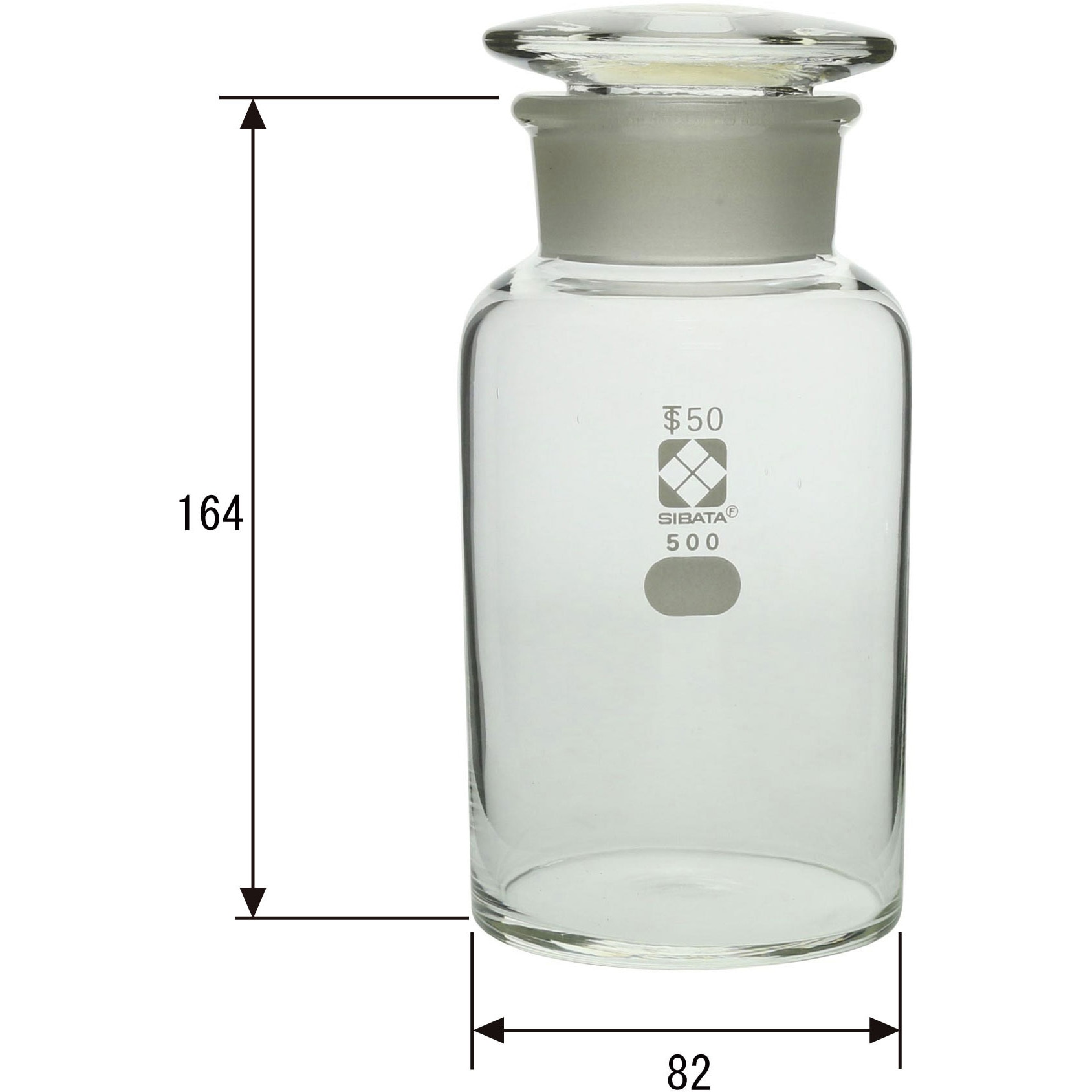 【柴田計器】ガラス器具　試薬びん 広口 白　500ml×3と250ml×1 017070-500A 試薬びん 広口 SIBATA(柴田科学) 共栓 白色 500mL 硬質