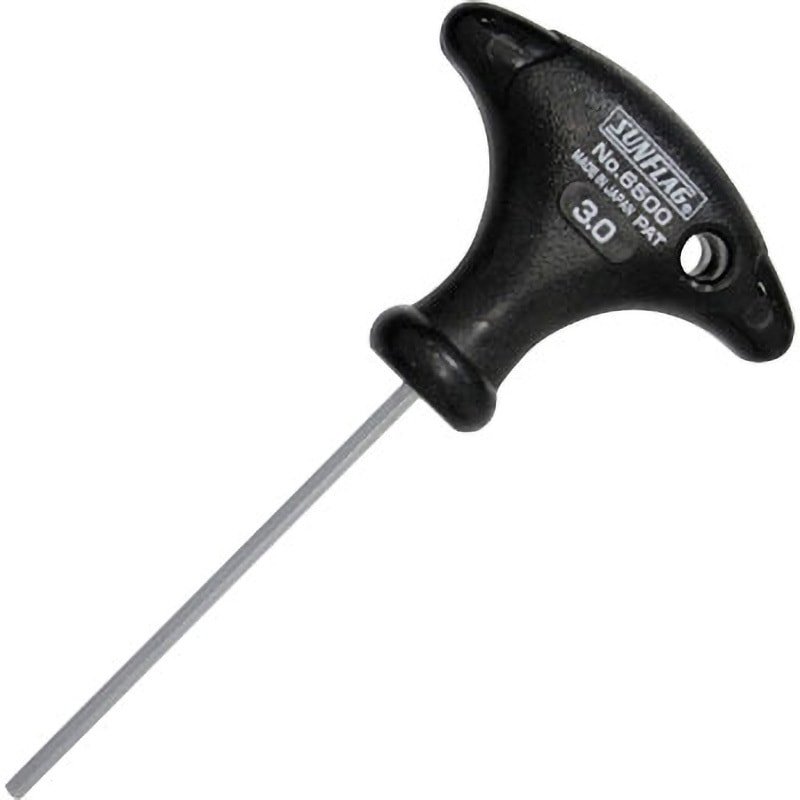 3.0ミリ TグリップHEXレンチ No.6500 サンフラッグ(旧:新亀製作所