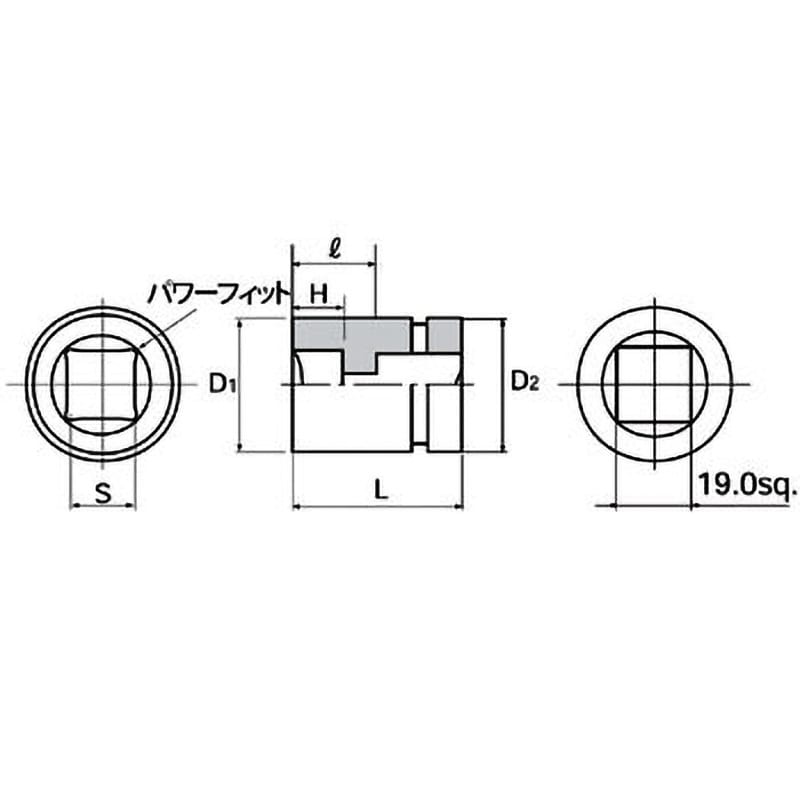 ABP6-19SQP 19.0sqインパクトレンチ用インナソケット 1個 KTC