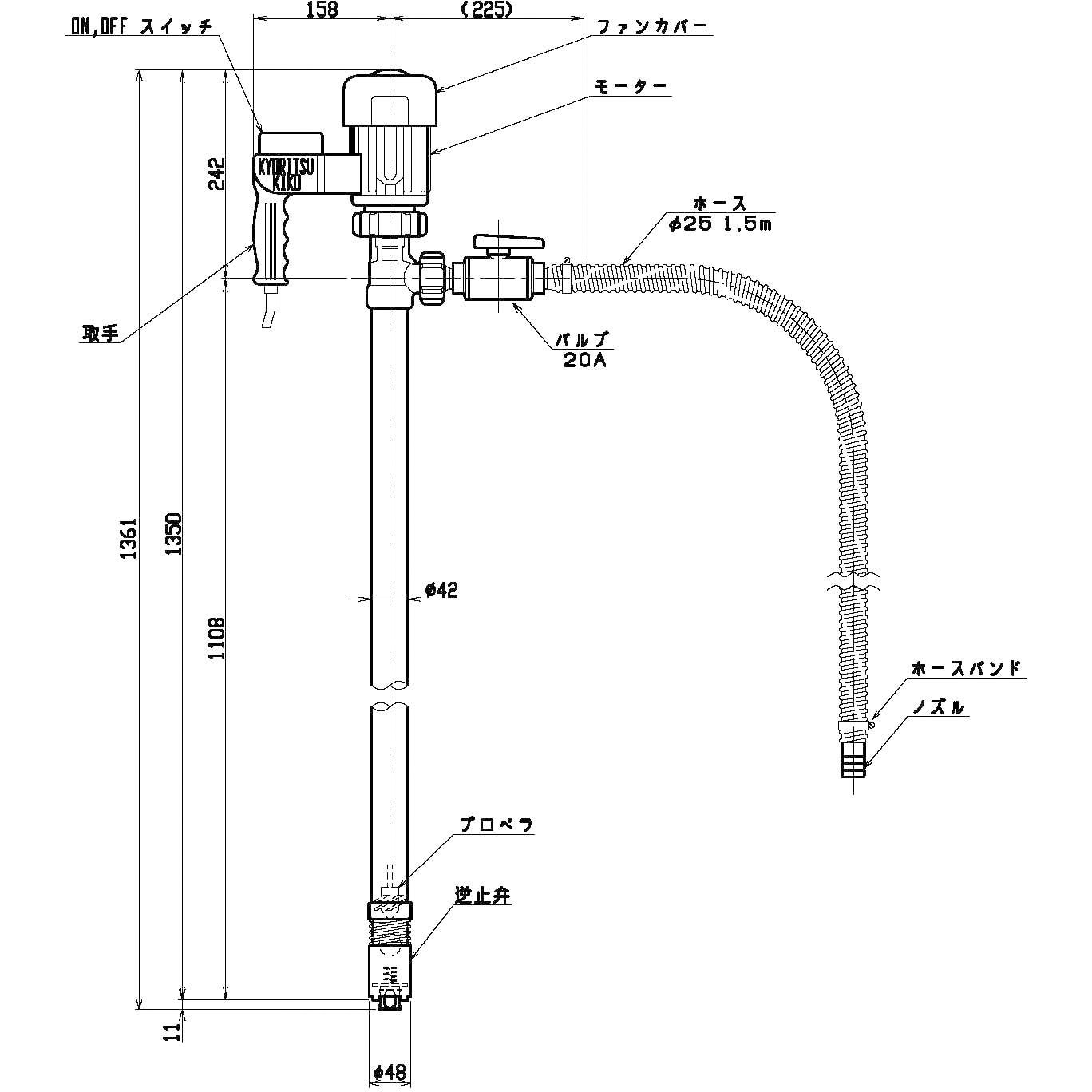 HP-201G プロポンハンディポンプ(PP 逆止弁機構付) 共立機巧 電動