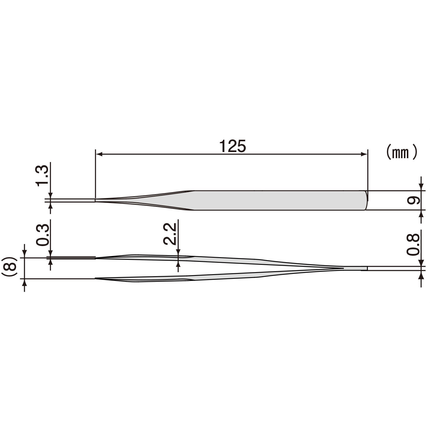 PT-17 鉄腕ピンセット エンジニア ステンレス製 先平タイプ 全長125mm