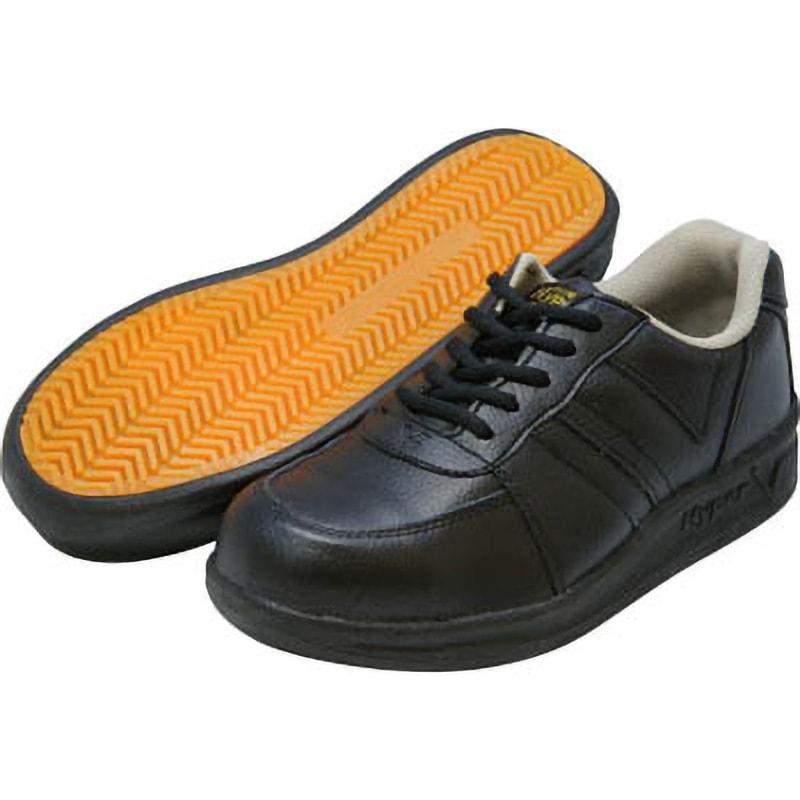 V6100BK-22.0 耐滑先芯入りスニーカー 22．0cm 日進ゴム ローカット 紐タイプ セーフティーシューズ 足幅EEE