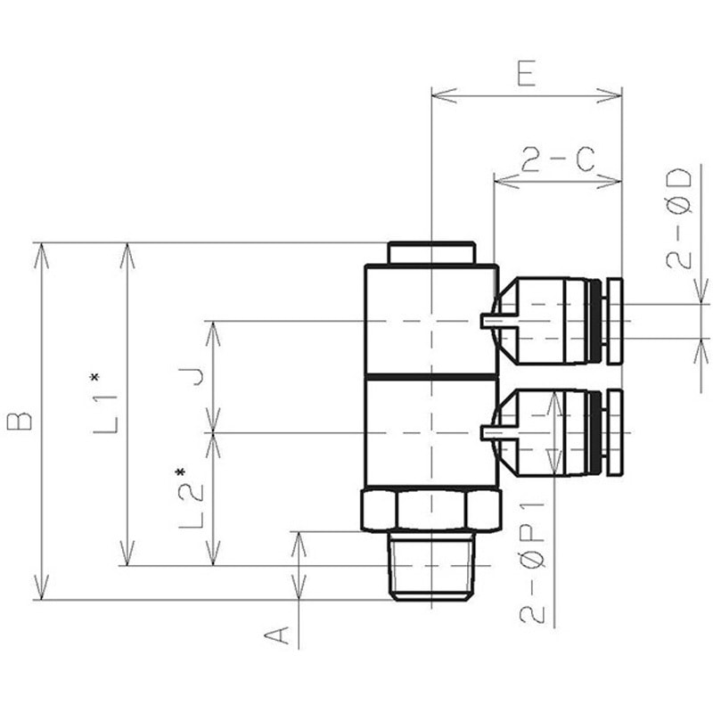 PHW3/8-04 ダブルユニバーサルエルボ PISCO(ピスコ) 標準タイプ R