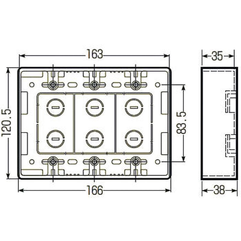 MSB-3W モール用スイッチボックス(3ヶ用) 1個 未来工業 【通販