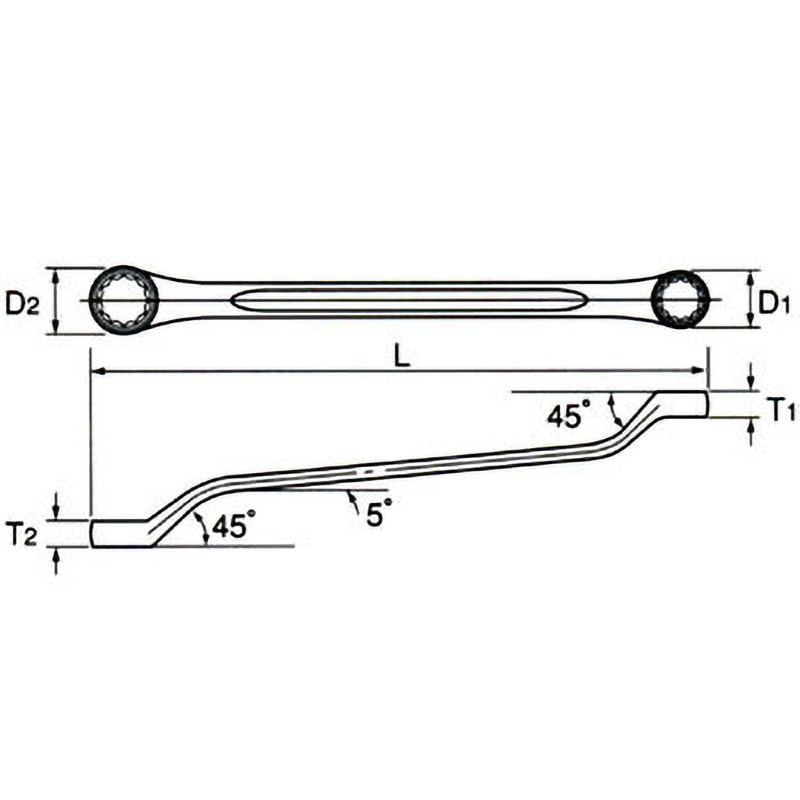 OF1922 両口めがねレンチ 旭金属工業(旧:新日本ツール) オフセット型