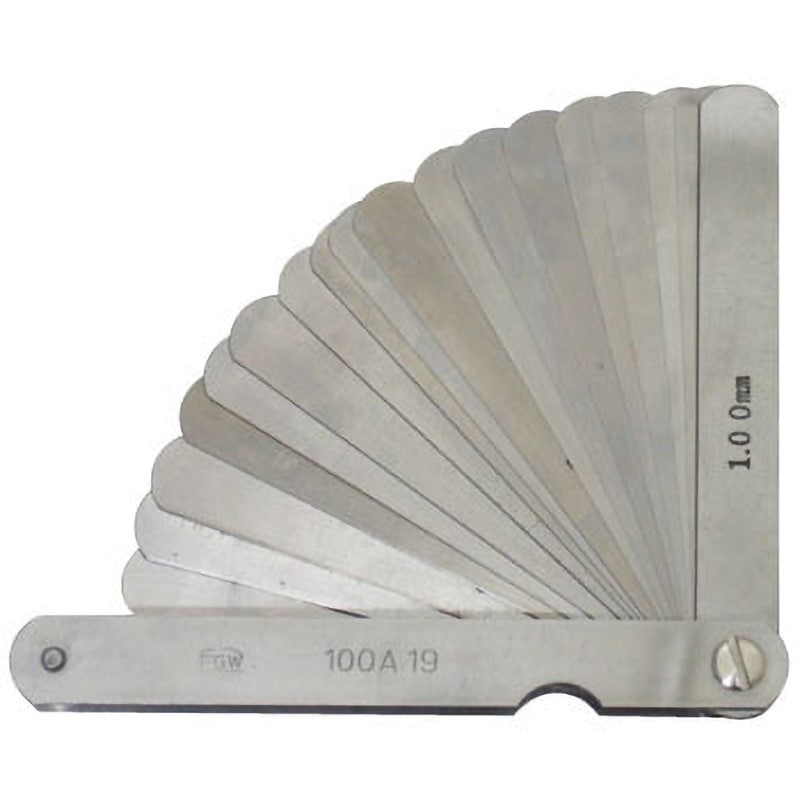 100A19(校正企業実施校正書・トレーサビリティ体系図付) JIS相当品シクネスゲージ 双葉ゲージ製作所(FGW) 測定範囲0.03～1.00mm リーフ幅12.7mmリーフ長さ100mm 1セット