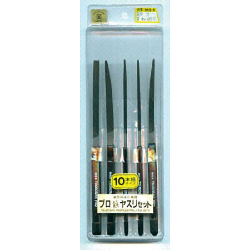 HAC10-03  (クランクガタ 5ホンセット サイメ) プロヤスリ クランク10本型 半丸 細目 ツボサン 全長185mm幅7.3mm厚さ2.5mm 1個