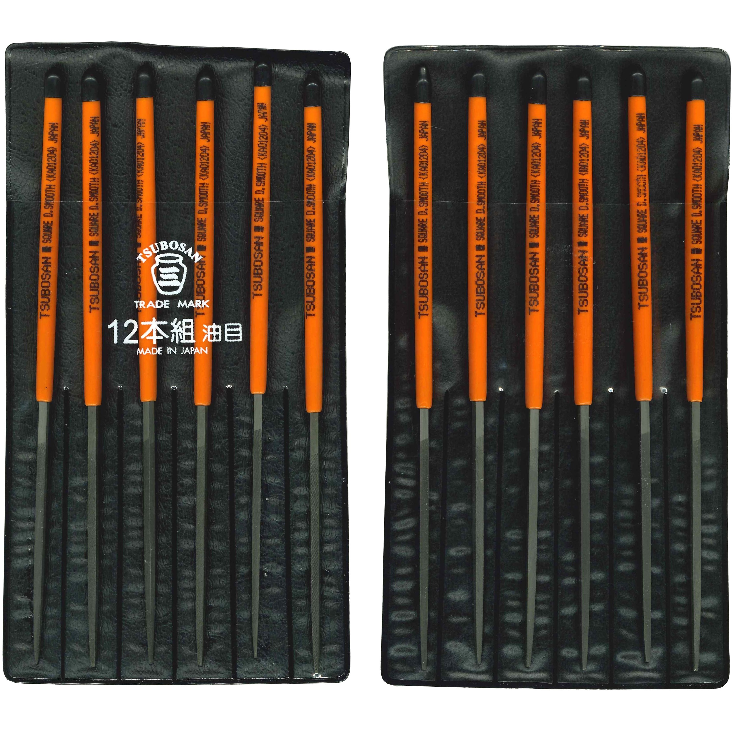 KA01204 組ヤスリ 角 ツボサン 油目 12本組タイプ 幅2.5mmヤスリの長さ70mm  KA01204