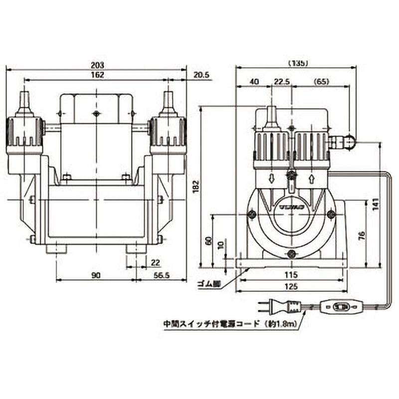 DA-15D ダイアフラム型ドライ真空ポンプ 1段排気方式 ULVAC(アルバック) 電源AC DA-15D - 【通販モノタロウ】