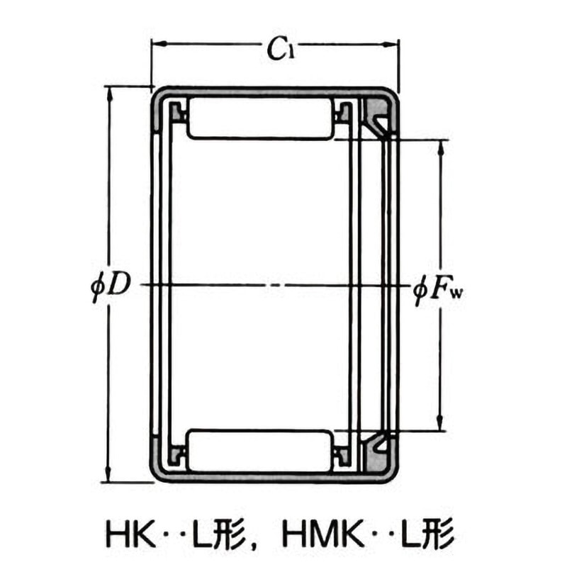 HK1414L シェル形針状ころ軸受HK形(オープンエンド片側シール形) 1個