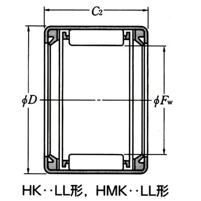 HK1816LL シェル形針状ころ軸受HK形(オープンエンド両側シール形 