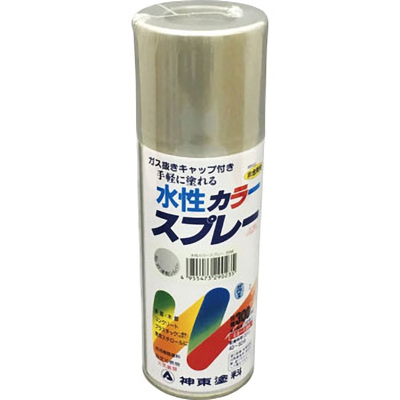 2923-0.3 水性カラースプレー シントーファミリー 屋内外 容量300mL 速乾シルバー色  1セット(12個)