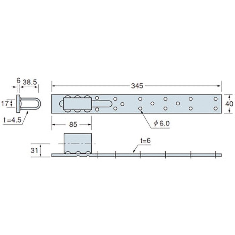 AF4346 ビス止めホールダウンU タナカ 全長345mm AF4346