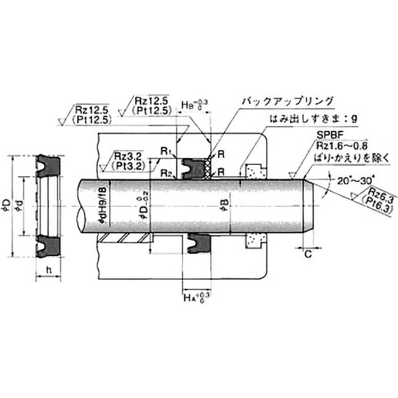 USI 40 50 6 パッキン USI型 NOK 内径40mm外径50mm - 【通販