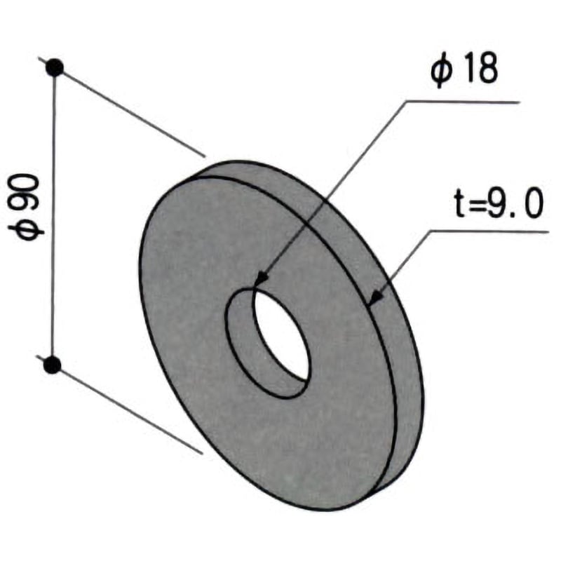 W9.0×90 丸座金 ナニワボールト Zマーク金物規格 厚さ9.0mm 1個