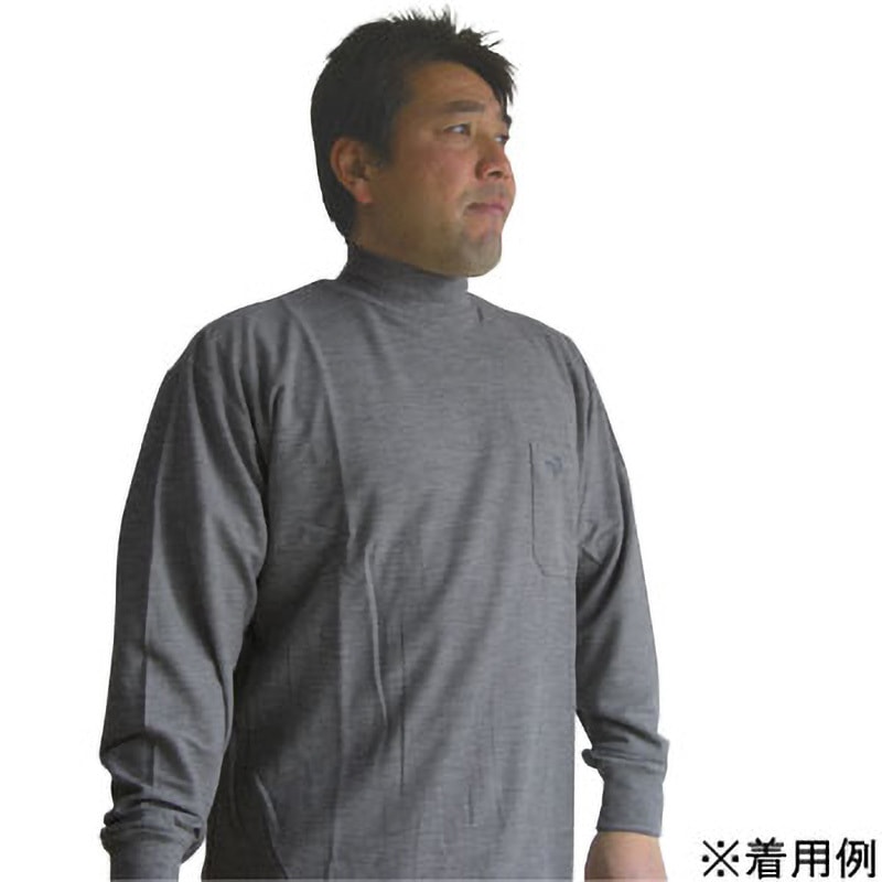 3030 長袖ハイネックTシャツ ノーブランド カノコ グレー色 LL