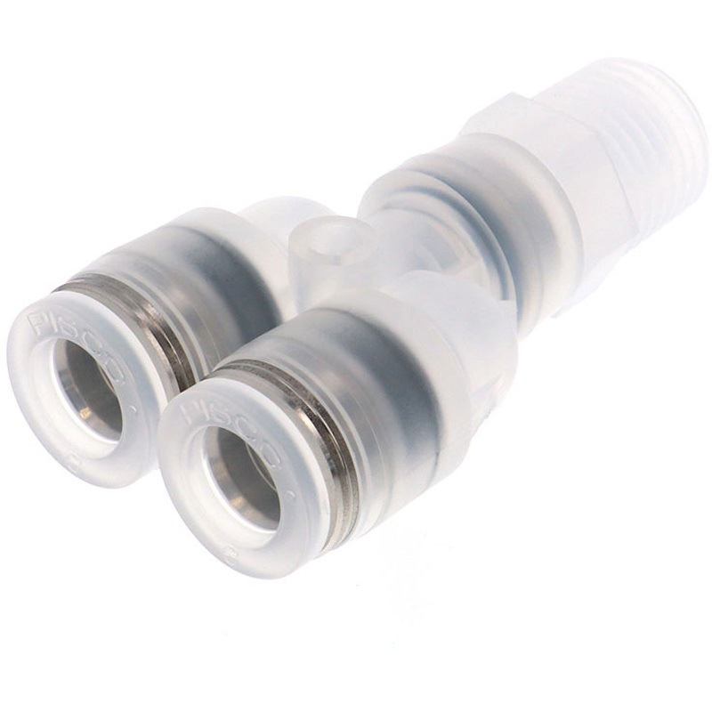 SPPX8-02 チューブフィッティングPP/耐腐食性SUS303相当 ブランチワイ PISCO(ピスコ) 適合チューブ外径8mmねじサイズR1/4 1袋(10個) SPPX8-02