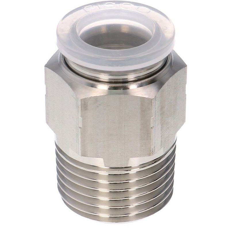 SPPC12-04SP チューブフィッティングPP/耐腐食性SUS303相当 特殊ステンレス ストレート PISCO(ピスコ) 適合チューブ外径12mmねじサイズR1/2 1袋(10個) SPPC12-04SP