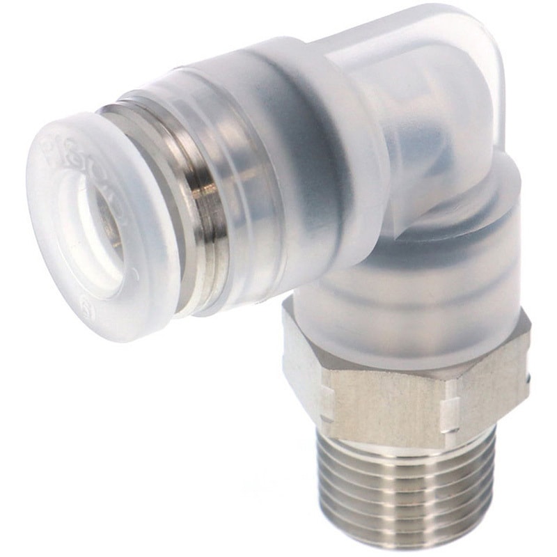 SPPL6-01SP チューブフィッティングPP/耐腐食性SUS303相当 特殊ステンレス エルボ PISCO(ピスコ) 適合チューブ外径6mmねじサイズR1/8 1袋(10個) SPPL6-01SP