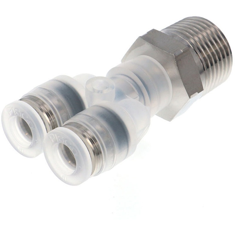SPPX6-03SP チューブフィッティングPP/耐腐食性SUS303相当 特殊ステンレス ブランチワイ PISCO(ピスコ) 適合チューブ外径6mmねじサイズR3/8 1袋(10個) SPPX6-03SP