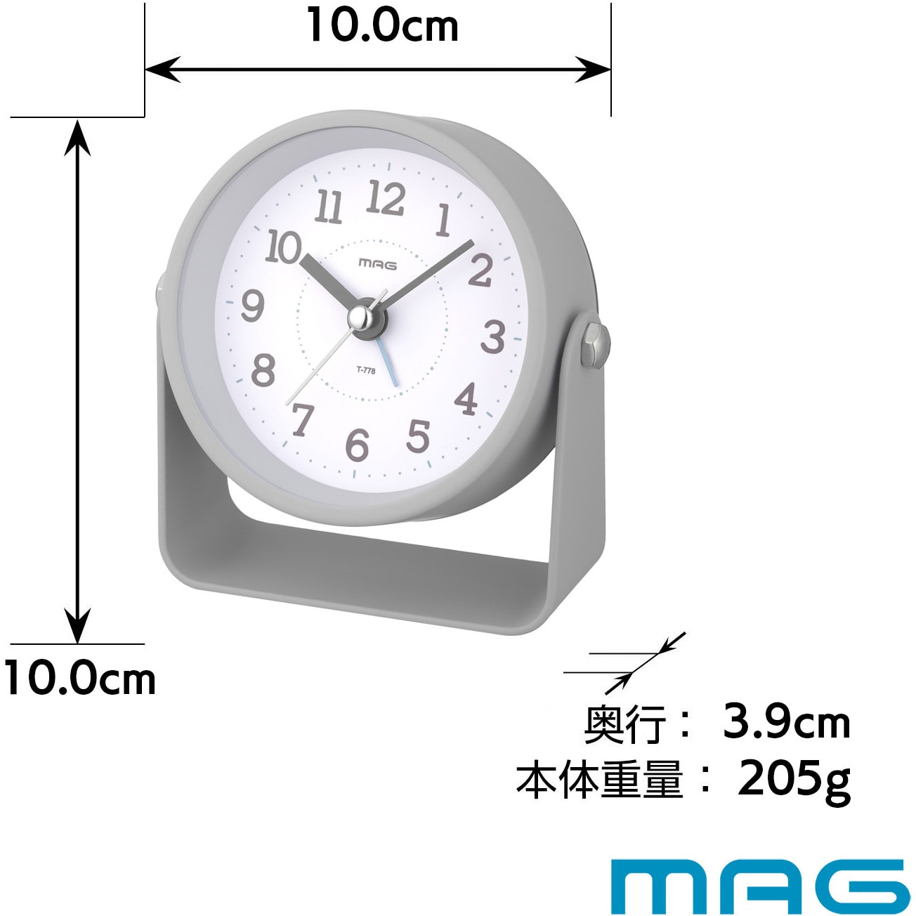 T-778 GY-Z MAG電子音目覚まし時計 モナカ MAG(ノア精密) アナログ