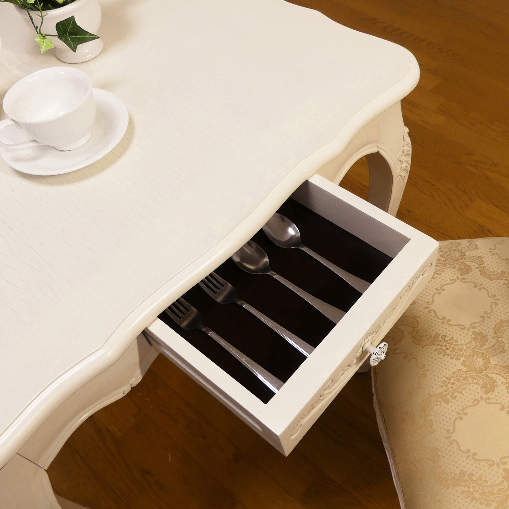 92347 コモダイニングテーブル75 引出付 クロシオ ホワイト色 高さ