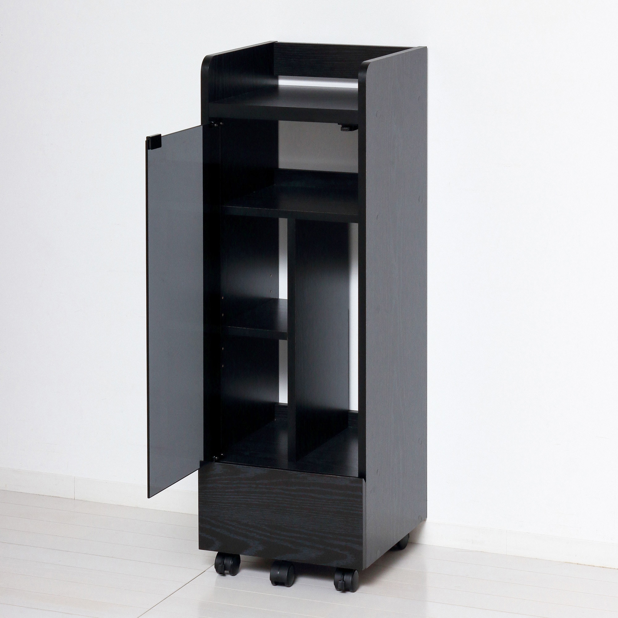 25241 ゲーム機ラック キャスター付き クロシオ 組立式仕様 ブラック色