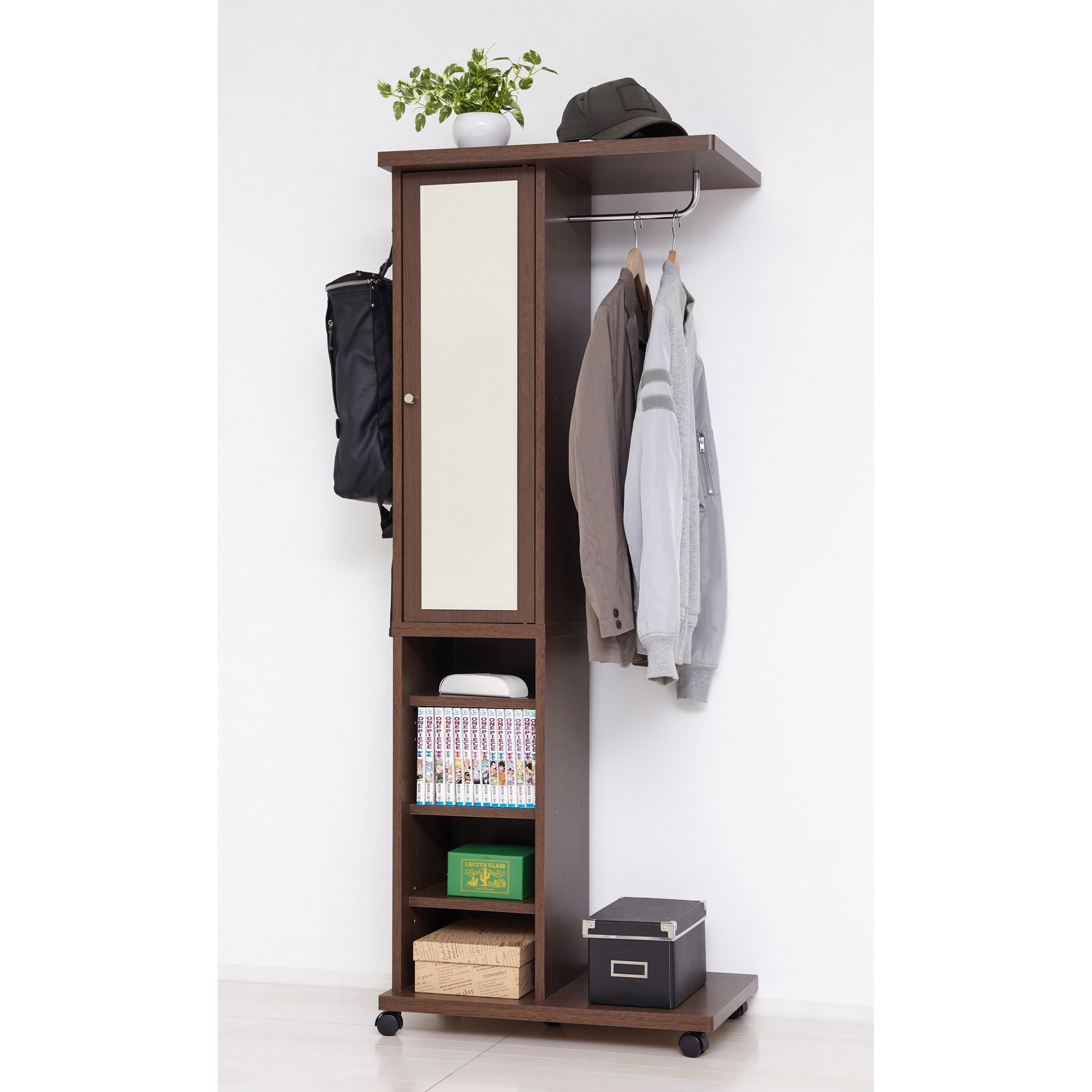 セール 【数量限定】(ブラウン) 62136 幅60×奥行40×高さ156cm ミラー付