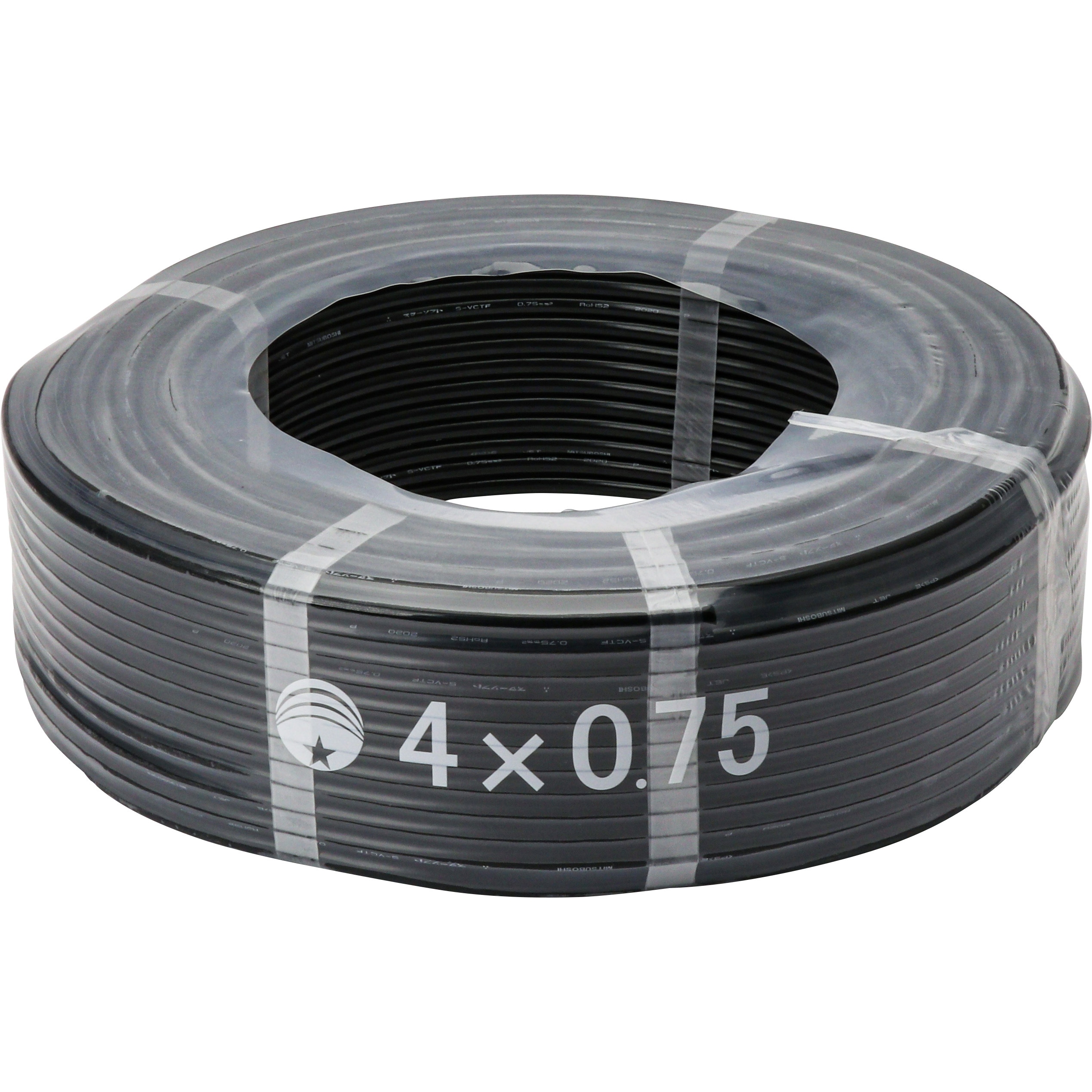 スターソフトビニルキャブタイヤ丸形コード 黒色 芯数(C)4 全長100m導体外径1.1mm