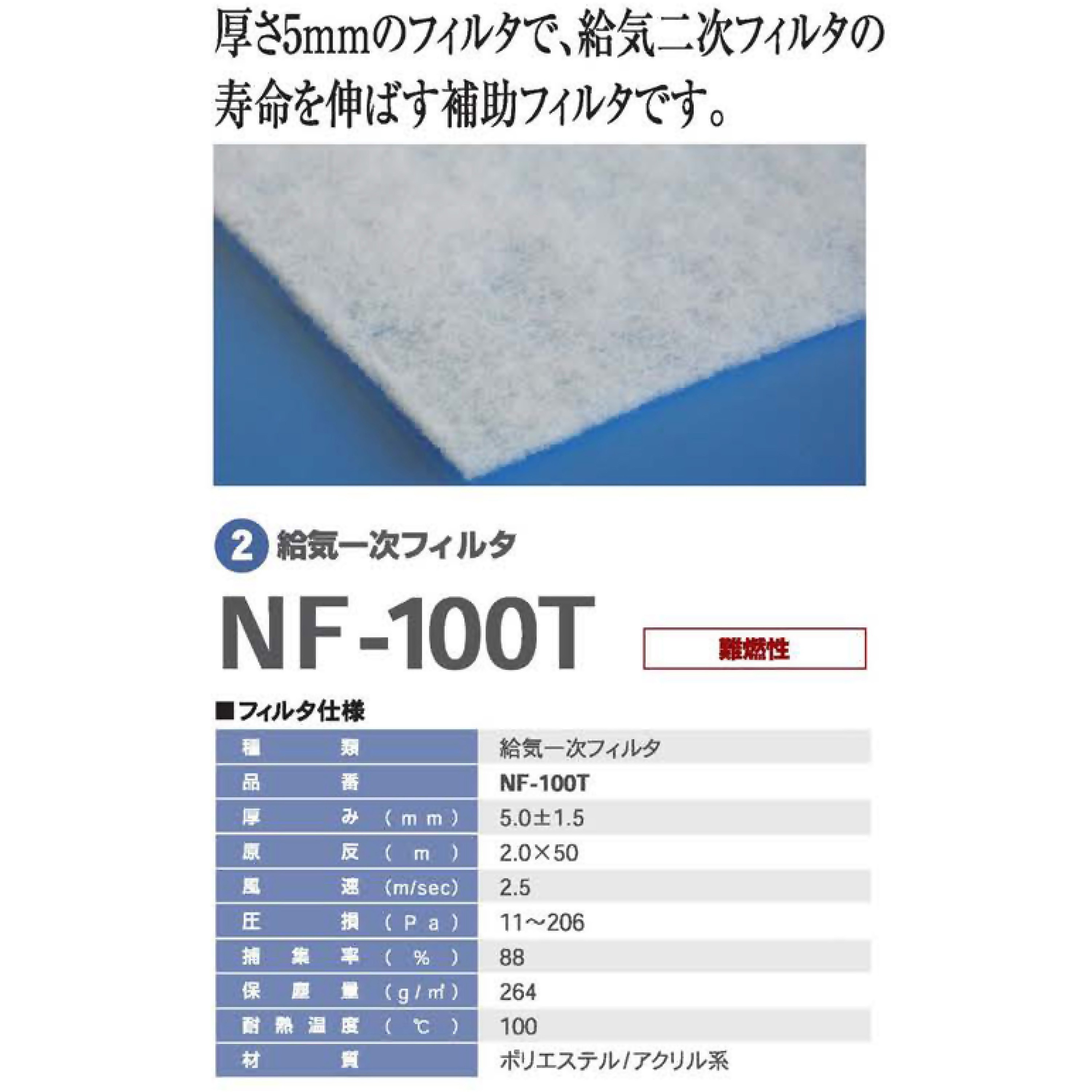 NF-100T 塗装ブース用給気一次フィルター NF-100T アンデックス