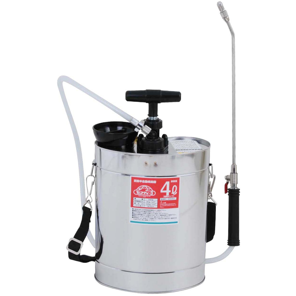 肩掛け半自動噴霧器 4L樹脂ポンプ 肩掛半自動噴霧器 セフティー3 ノズル1頭口 タンク容量4L