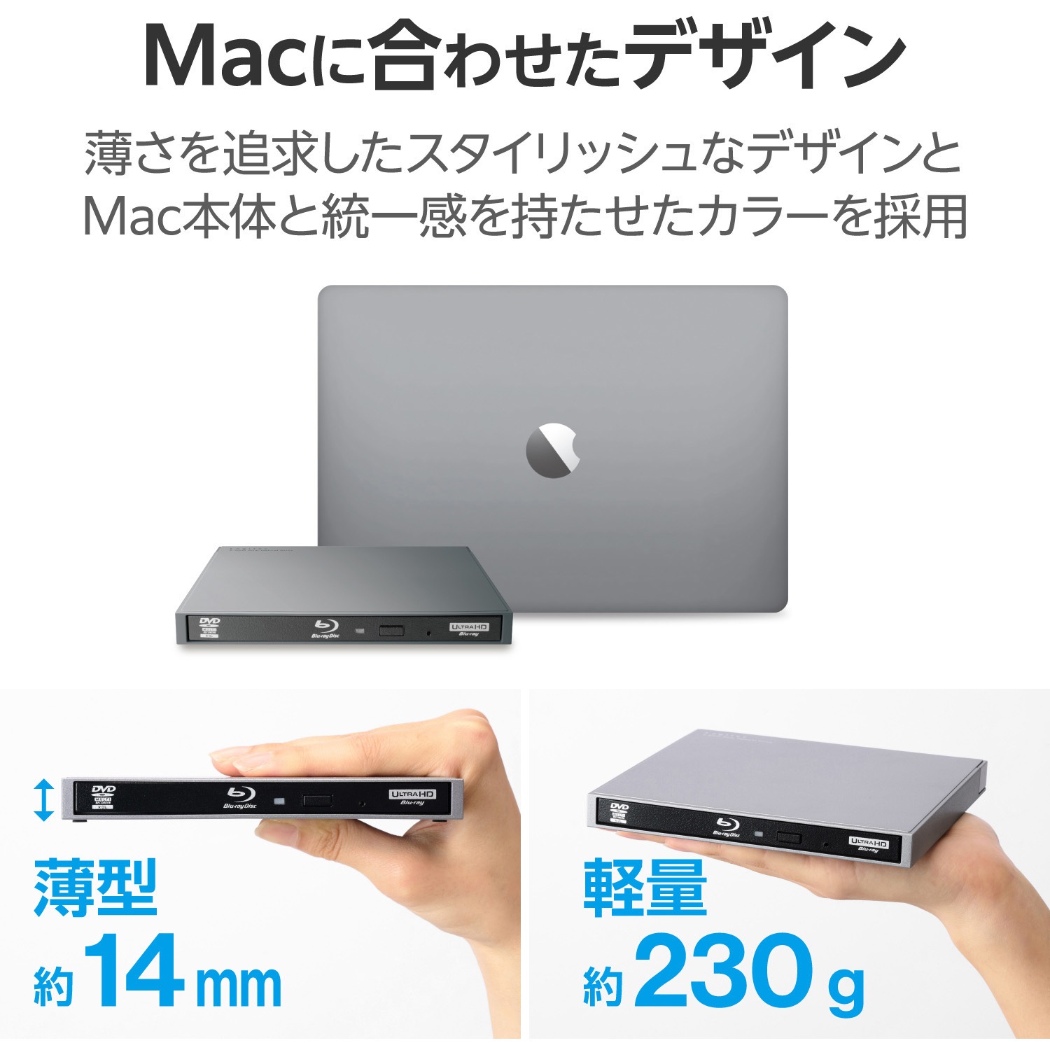 LBD-PWB6U3CMGY 外付けブルーレイドライブ BD/DVD/CD USB3.2 Gen1 Type