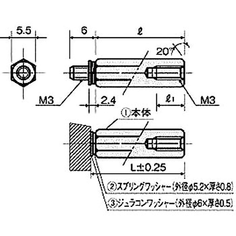 WSB-315.5SDE SW，PW付黄銅スペーサー WSB-300SDEシリーズ(M=3