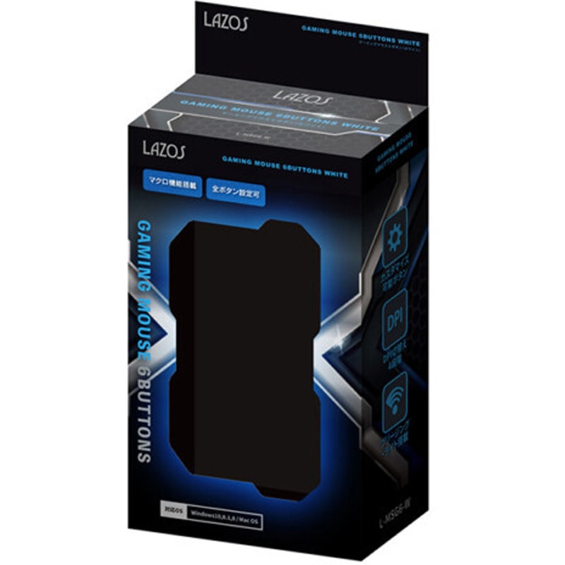 L-MSG6-W Lazos 有線ゲーミングマウス 6ボタン Lazos 光学式 ケーブル