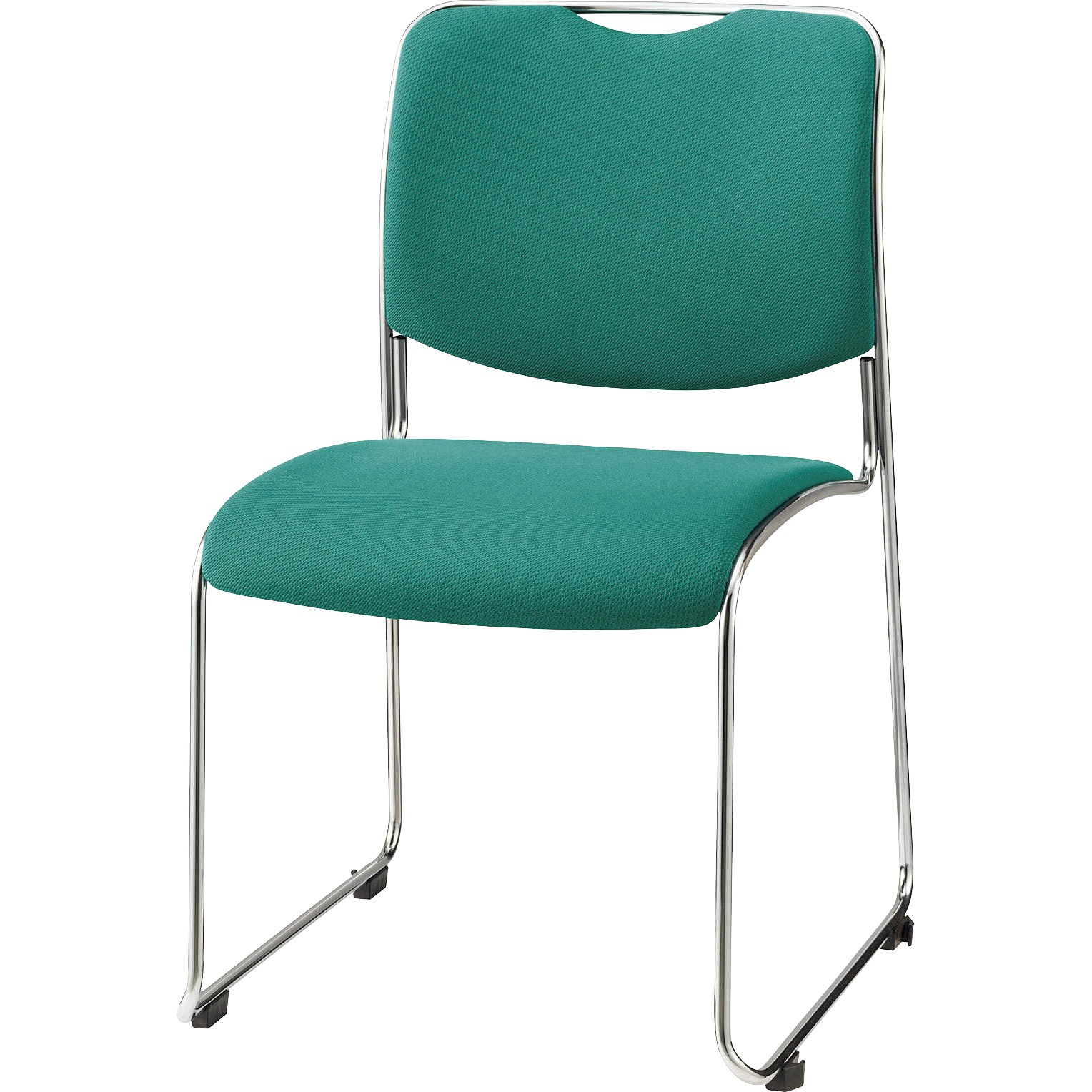 No.640FN スタッキングチェアー LION (ライオン事務器) グリーン 布張り 高さ800mm幅512mm奥行540mm
