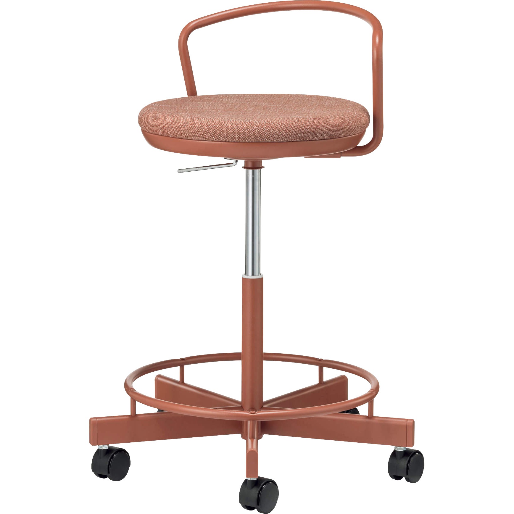 No.56PF ワークショップファニチュア(ラボレ) チェアー LION (ライオン事務器) キャスターあり テラコッタ色 質量10.3kg 高さ680～860mm幅570mm奥行570mm