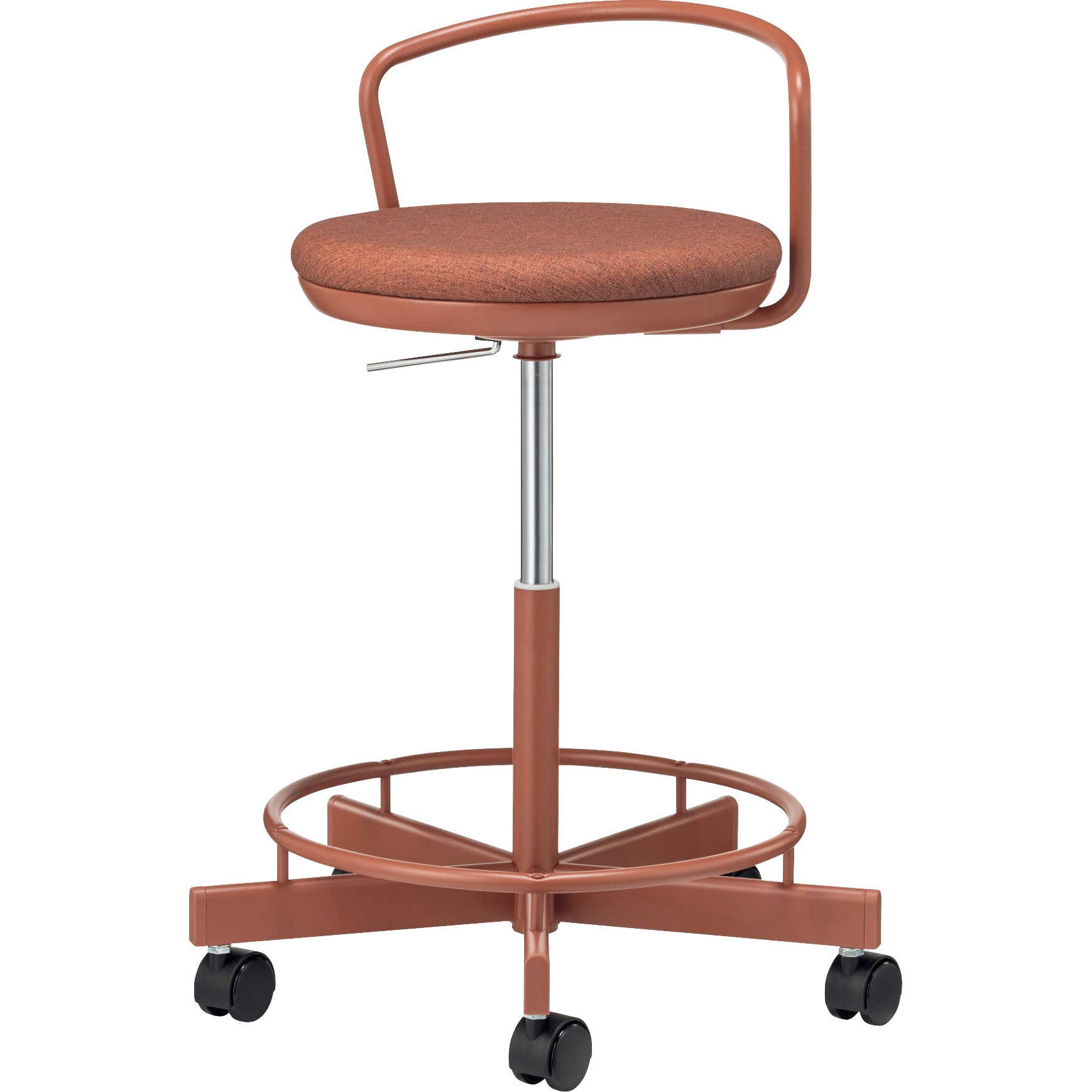 No.56PS ワークショップファニチュア(ラボレ) チェアー LION (ライオン事務器) キャスターあり テラコッタ色 質量10.3kg 高さ680～860mm幅570mm奥行570mm