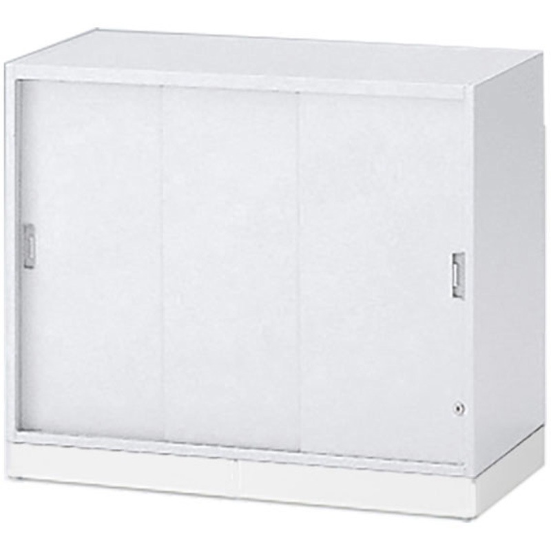 EHTM-069RSN-W9 シンラインキャビネット 3枚引戸型 2段 下段用 ベース付<配送時組立サービス付> イトーキ 引違い型 W9/ホワイト色   EHTM-069RSN-W9