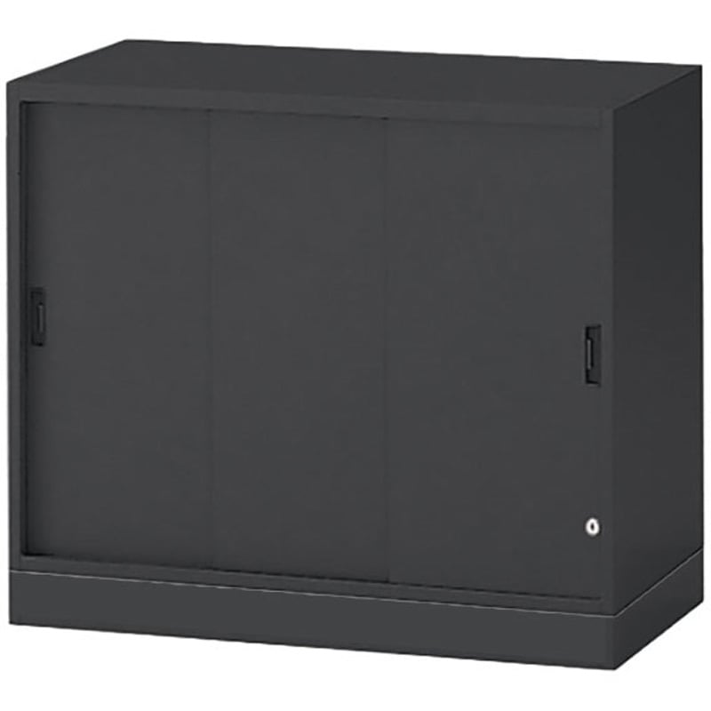 EHTM-069RSN-T1 シンラインキャビネット 3枚引戸型 2段 下段用 ベース付<配送時組立サービス付> イトーキ 引違い型 T1/サテンブラック色   EHTM-069RSN-T1