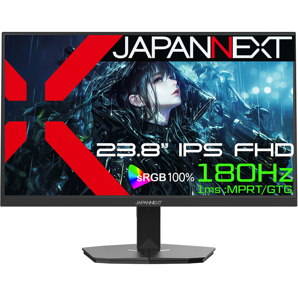 JN-Ei238G180F ゲーミング液晶ディスプレイ 23.8型/1920×1080/HDMI×2、DP×1/ブラック/スピーカー有/2年保証 JAPANNEXT パネル駆動方式IPS リフレッシュレート180Hz 15,584円